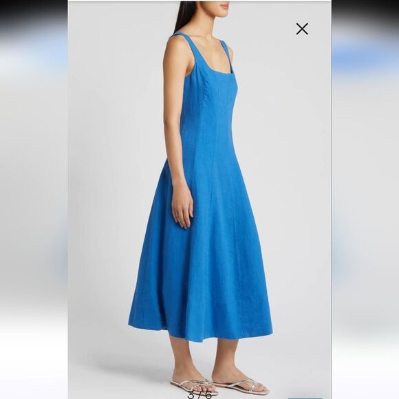 Lilly Pulitzer Calina Linen Midi Dress Barton Blue Womens Size 00 - Picture 3 of 10